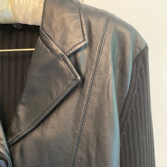 Maurice Sasson Leather Knit button up cardigan - Picture 5 of 5